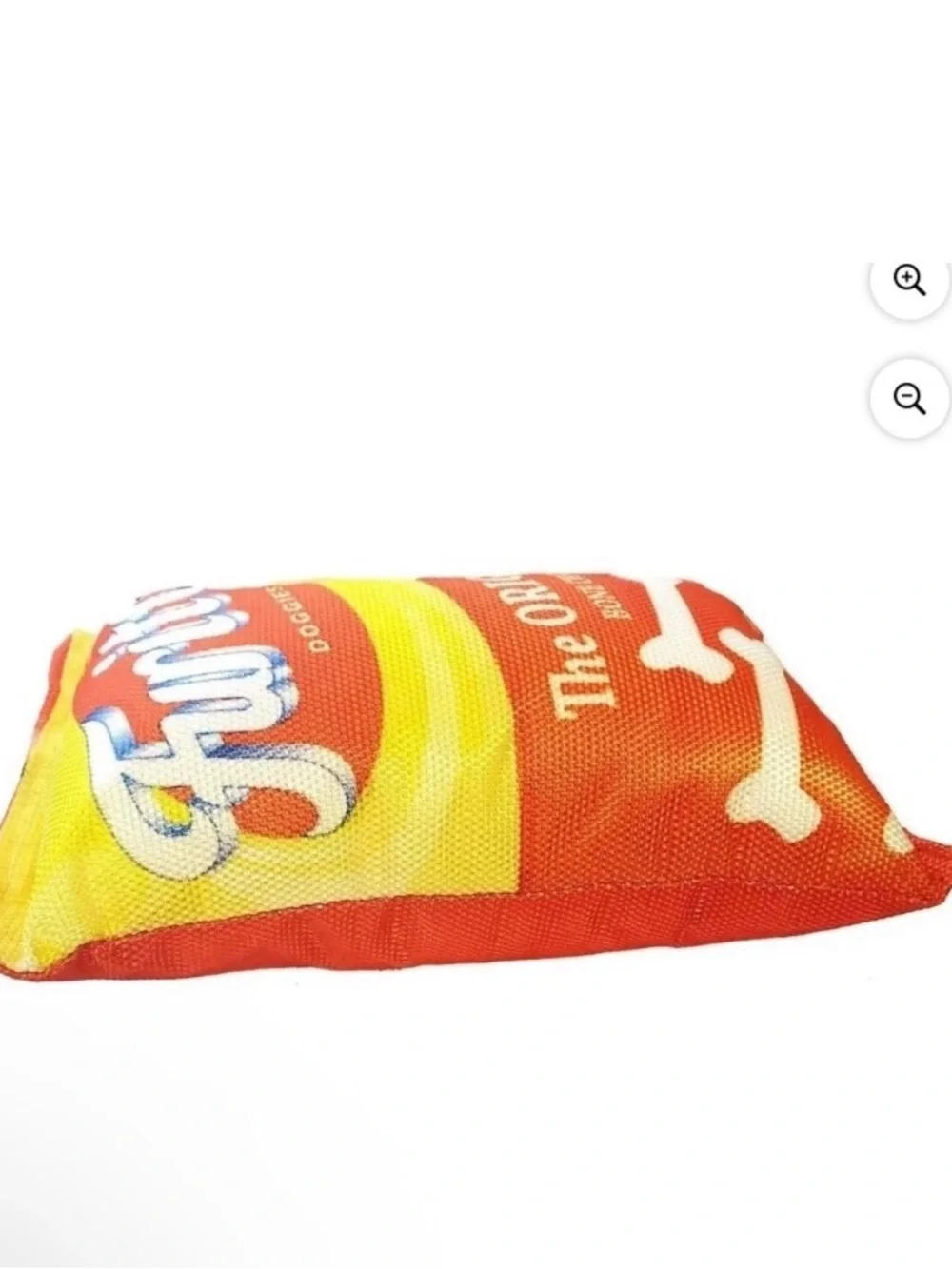 Dog Toy - Red & Yellow Plush Snack Bag Design